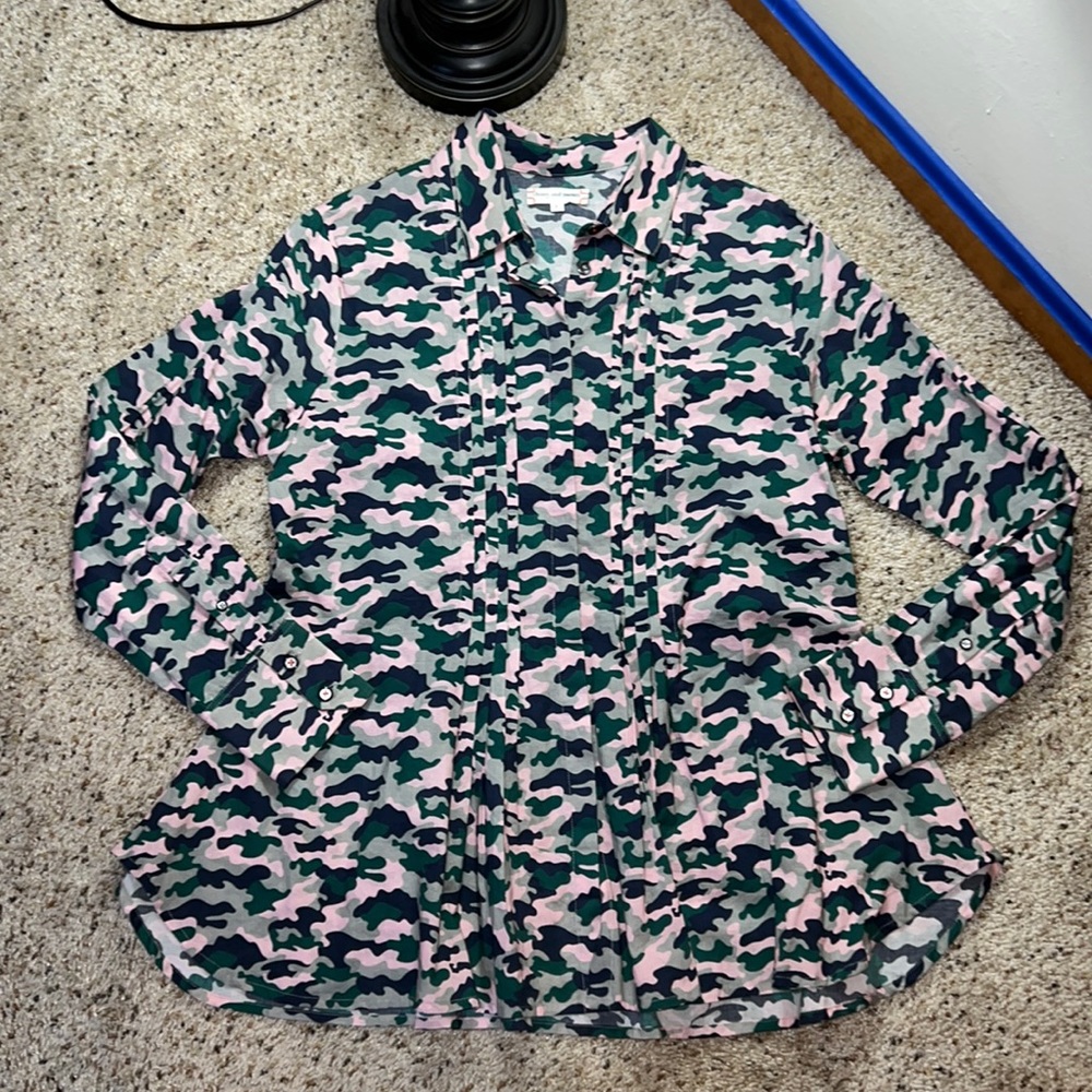 Chinti &‎ Parker Pleated Camo Blouse- Medium